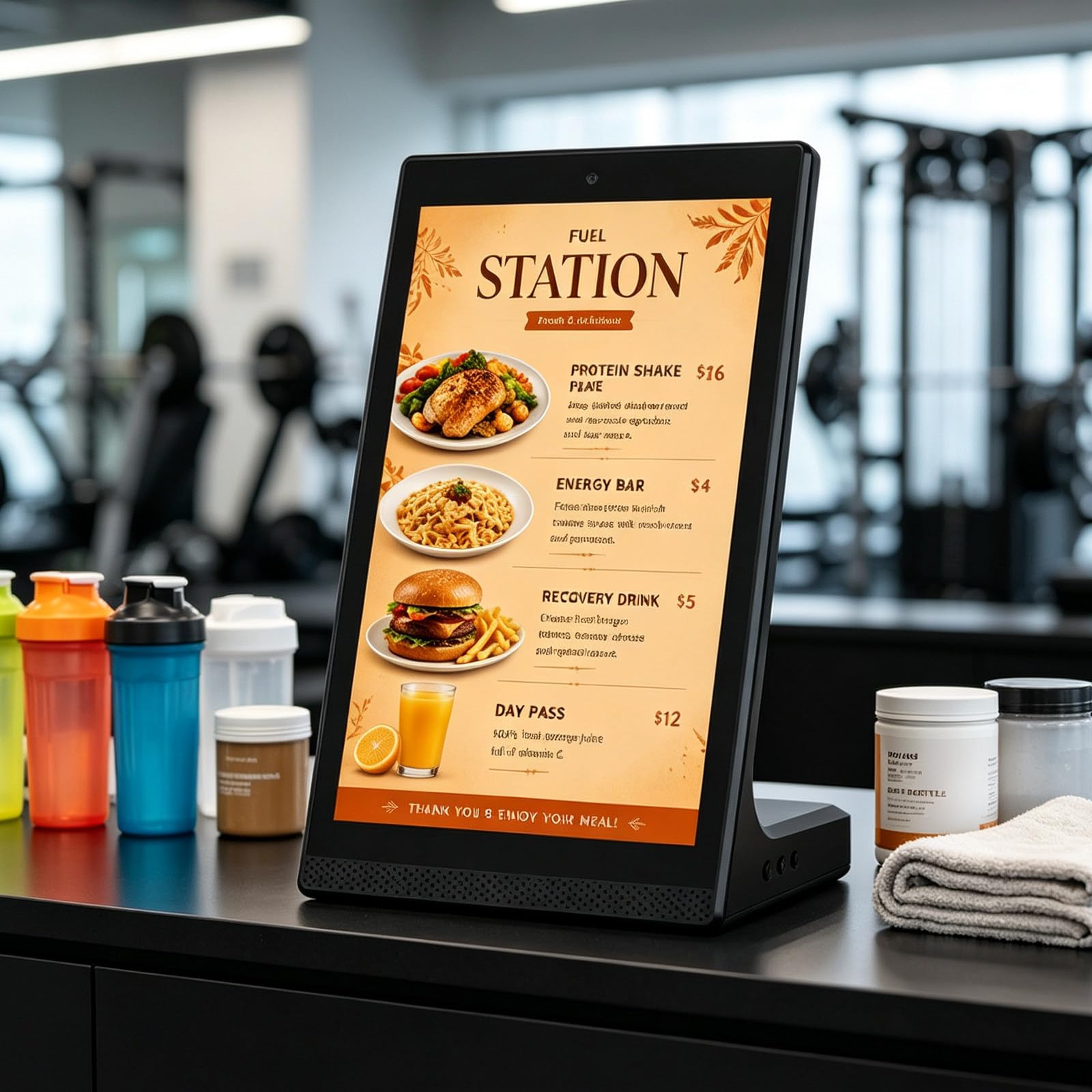RUODATONLY 15.6 Inch Touchscreen Digital Signage Display for Small Business, Digital Menu Board with WiFi USB, Electronic Advertising Screen for Restaurant Cafe Retail Store