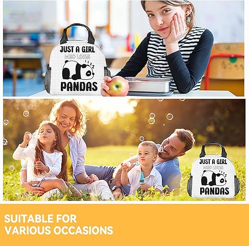 Miniatura 2 de Bolsas de almuerzo Panda para niñas  Bolsas de almuerzo reutilizables aisladas congelables  Pequeña lonchera blanca linda para niños  Ideal para la