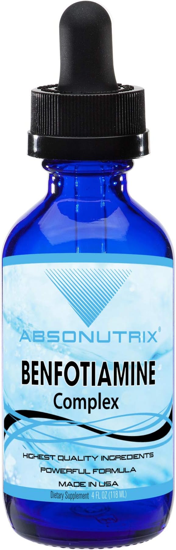 Absonutrix Benfotiamine Complex 300 mg, 4 Fl Oz Bottle, 200 Servings, High Bioavailability, Potent Ingredients, Quick Absorption, Cruelty-Free, Non-GMO, Third-Party Tested, GMP-Certified, Made in USA