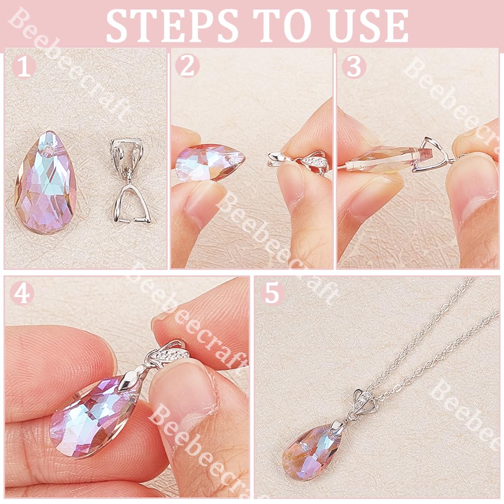 Lot De 6 Fermoirs à Pince En Argent 925 – 2 Tailles, Pour Pendentifs, Création Bijoux, Fabrication De Colliers (Beebeecraft)