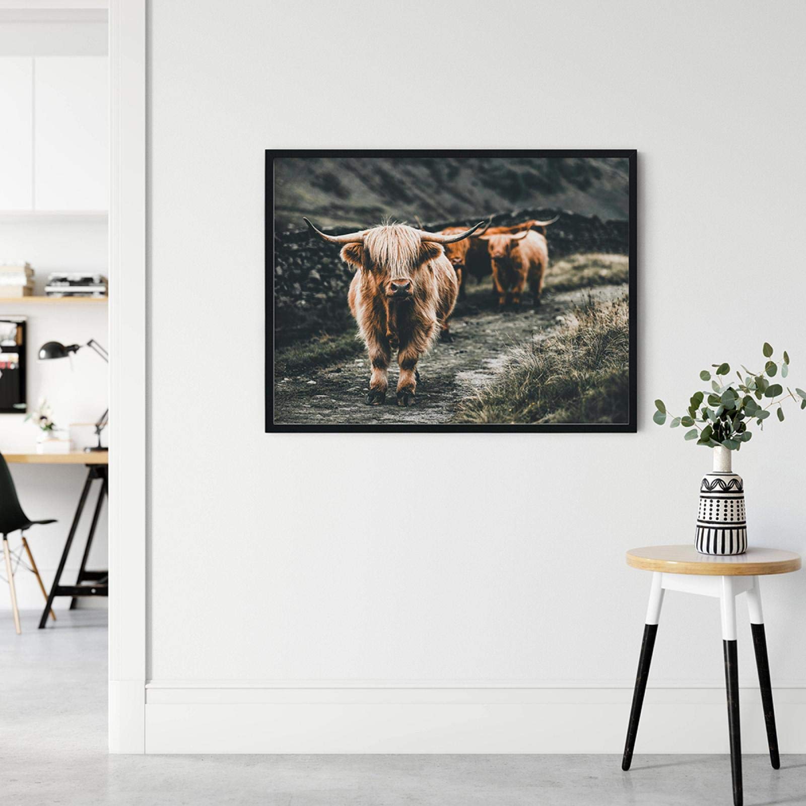 Kasluolo - Decorazione Da Parete Per Bagno Con Mucca Highland, Stampa
