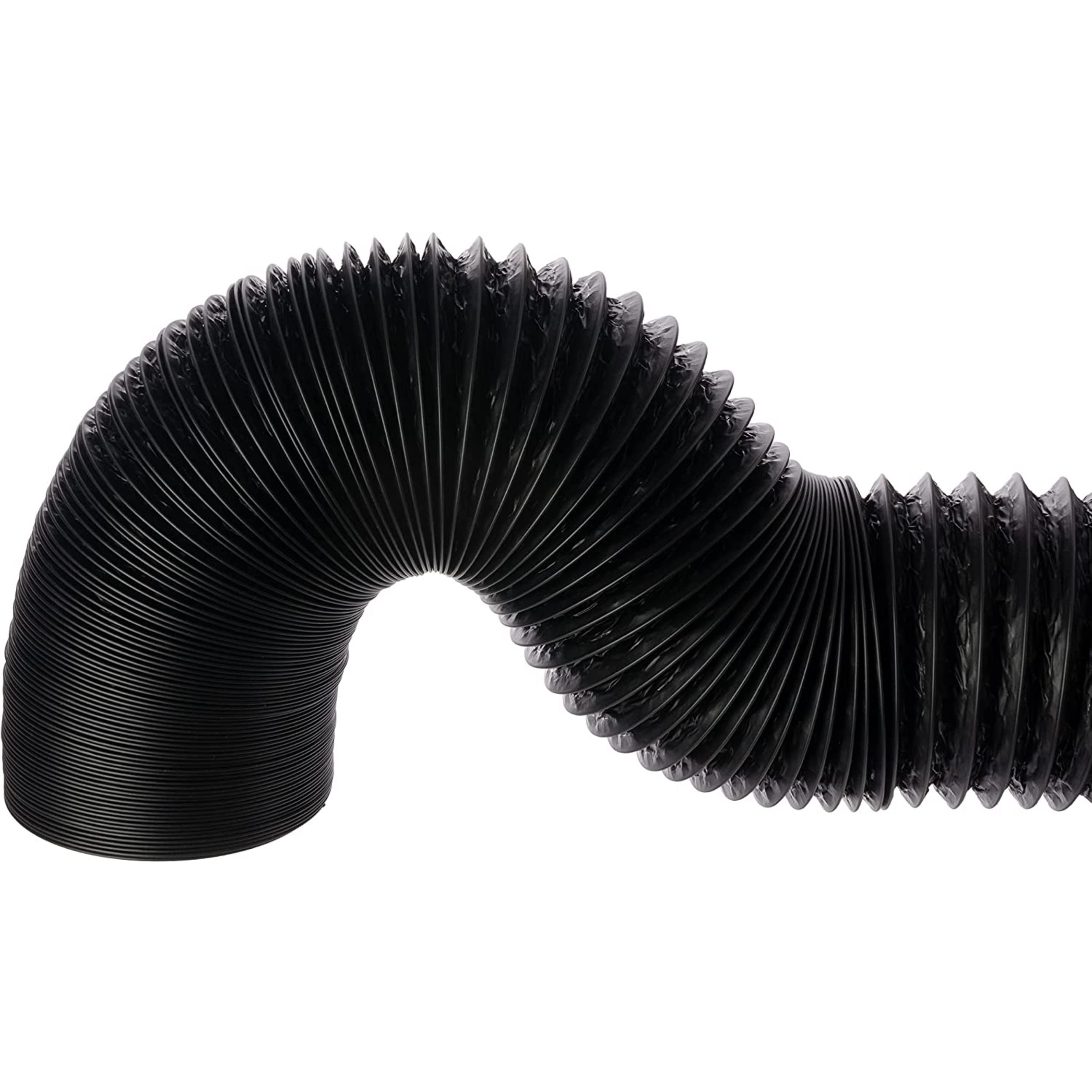 Ø 125mm / 3m Tubo Flexible - Ventilación Manguera - PVC, Aluminio, Negro - Para Extractor de Aire, Climatización, Secadora