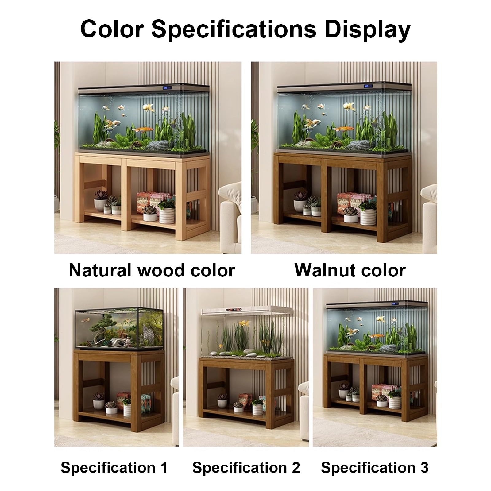 Support d'aquarium en bois massif, double couche, multi-usage, haute capacité de charge, convient pour placer des aquariums et des supports à chenilles (jaune, 80 x 40 cm)
