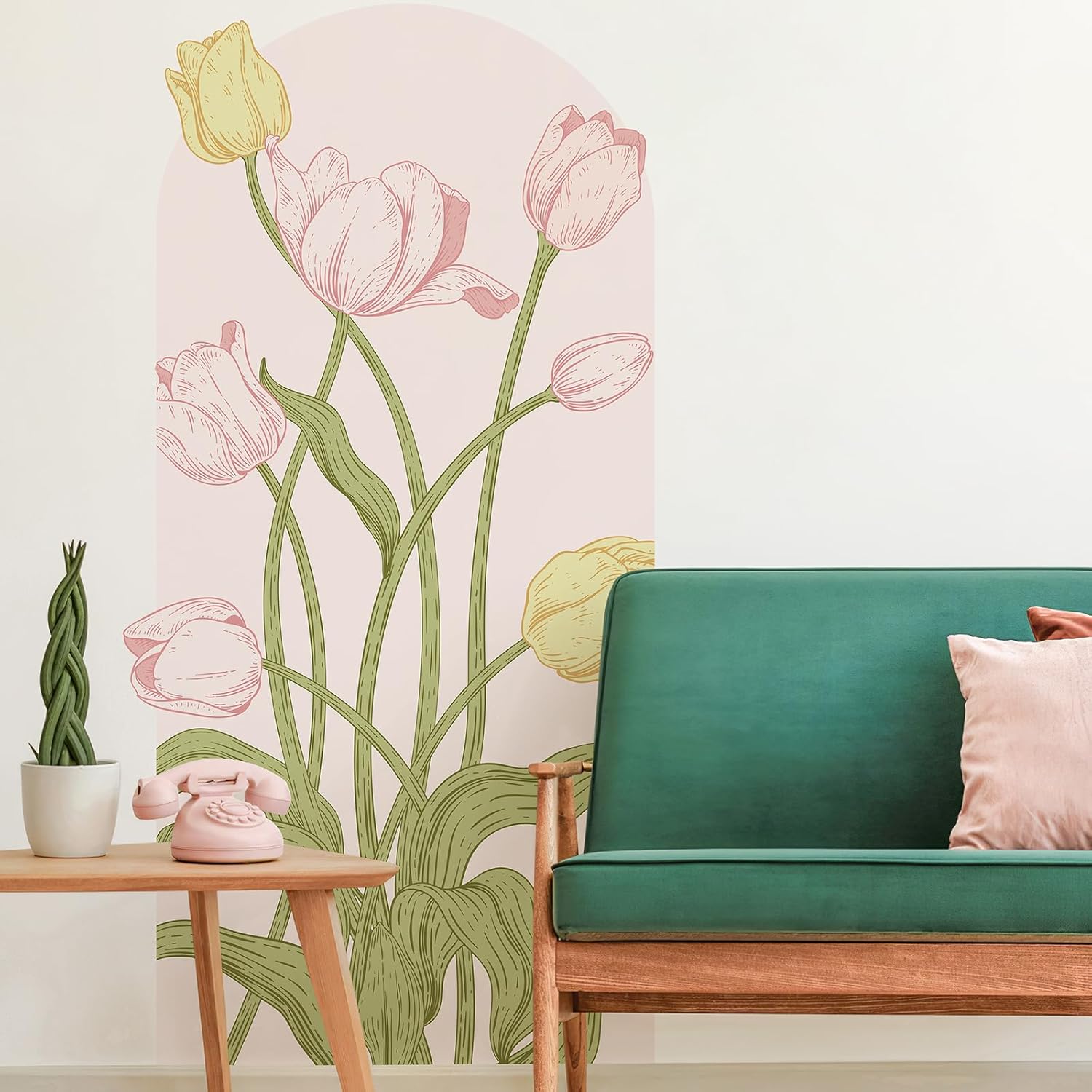 HueBurst Peel and Stick Floral Wall Decals Pink Yellow Flower Decal for Wall Door Large Daisy Floral Wall Stickers Vinyl Art Mural 35.4" x 57.4" for Bedroom Living Room Classroom Office Home Decor