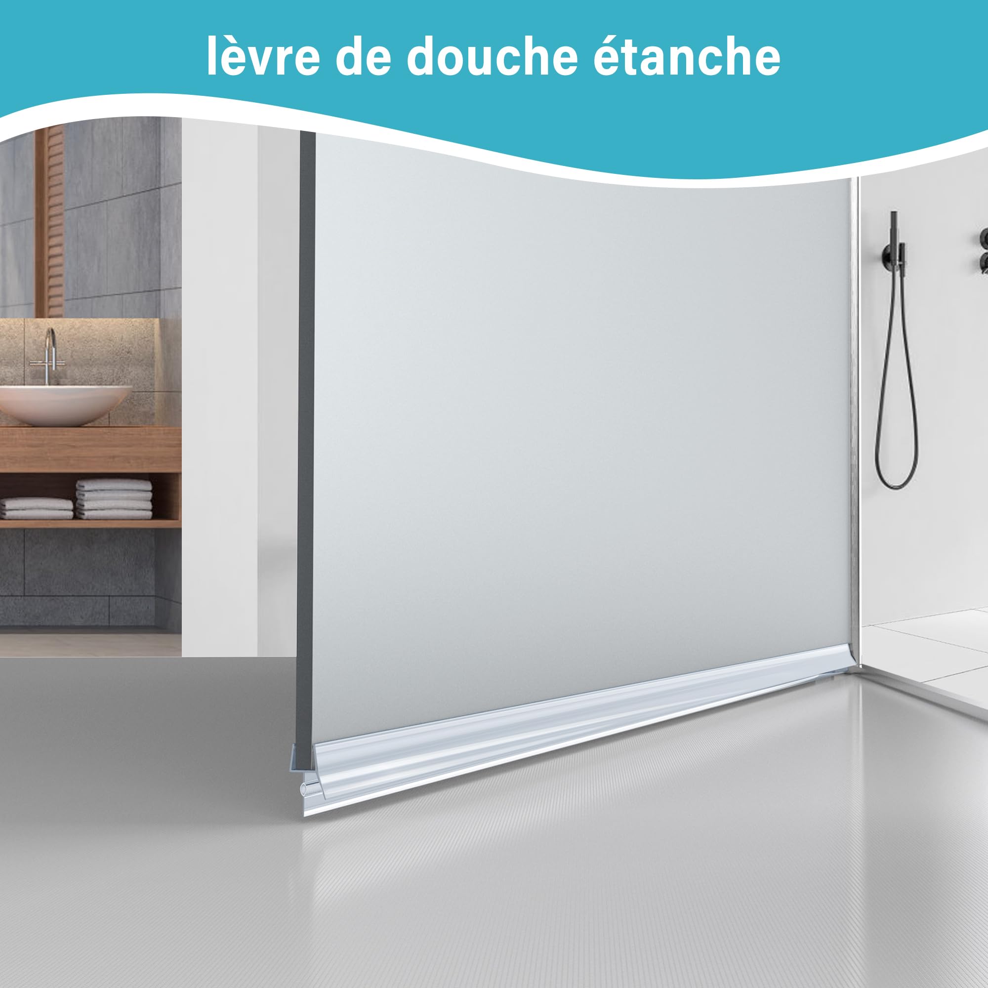 2 x 100cm Joint de Douche pour Portes de Douche, Joint de Paroi de Douche Hydrofuge de Remplacement pour Porte de Douche en Verre de 5 à 8 mm, Premium Lèvre de Douche Hydrofuge pour Cabine de Douche