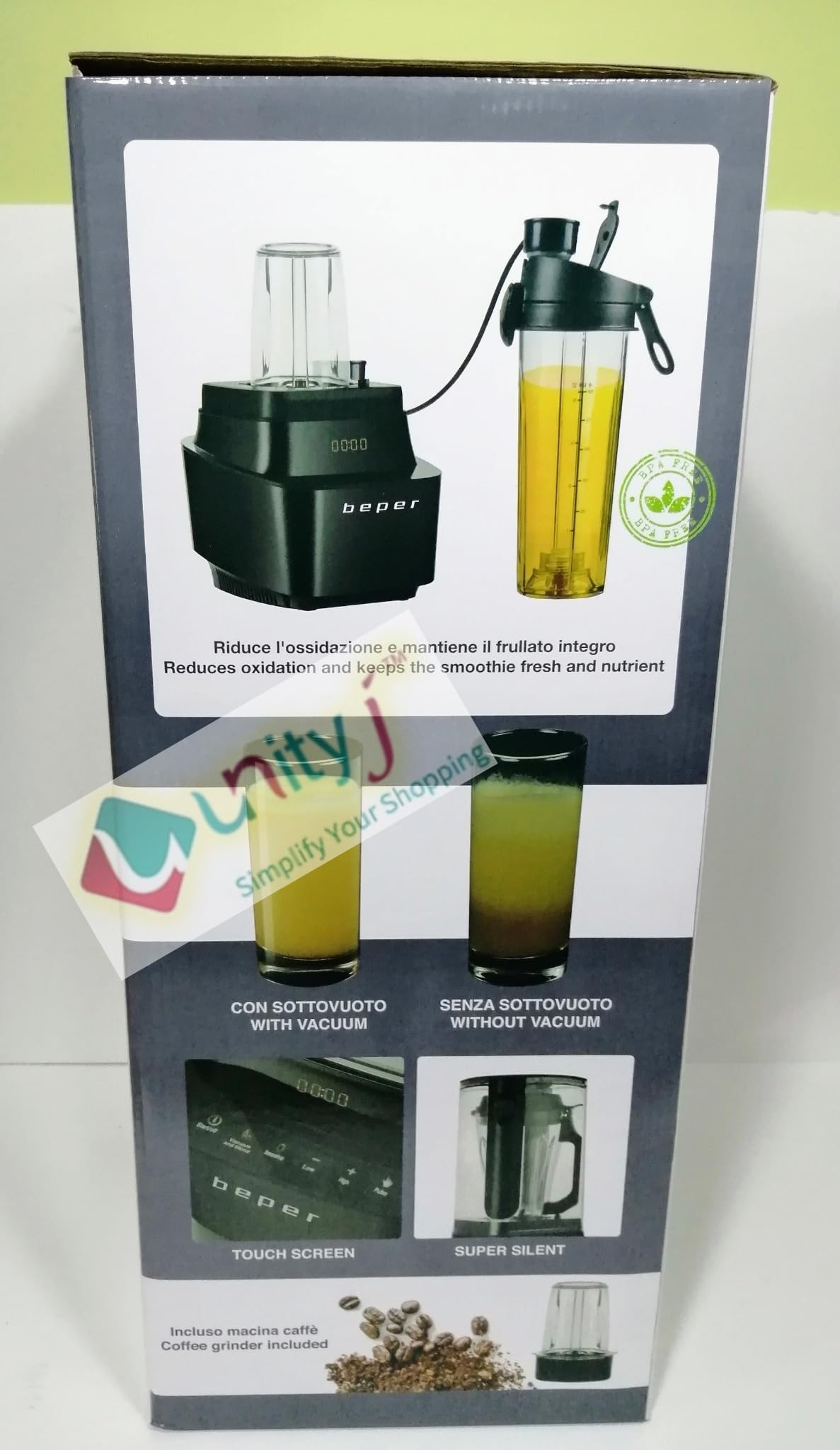 BEPER BP.620 Frullatore sottovuoto, Acciaio Inossidabile, Nero