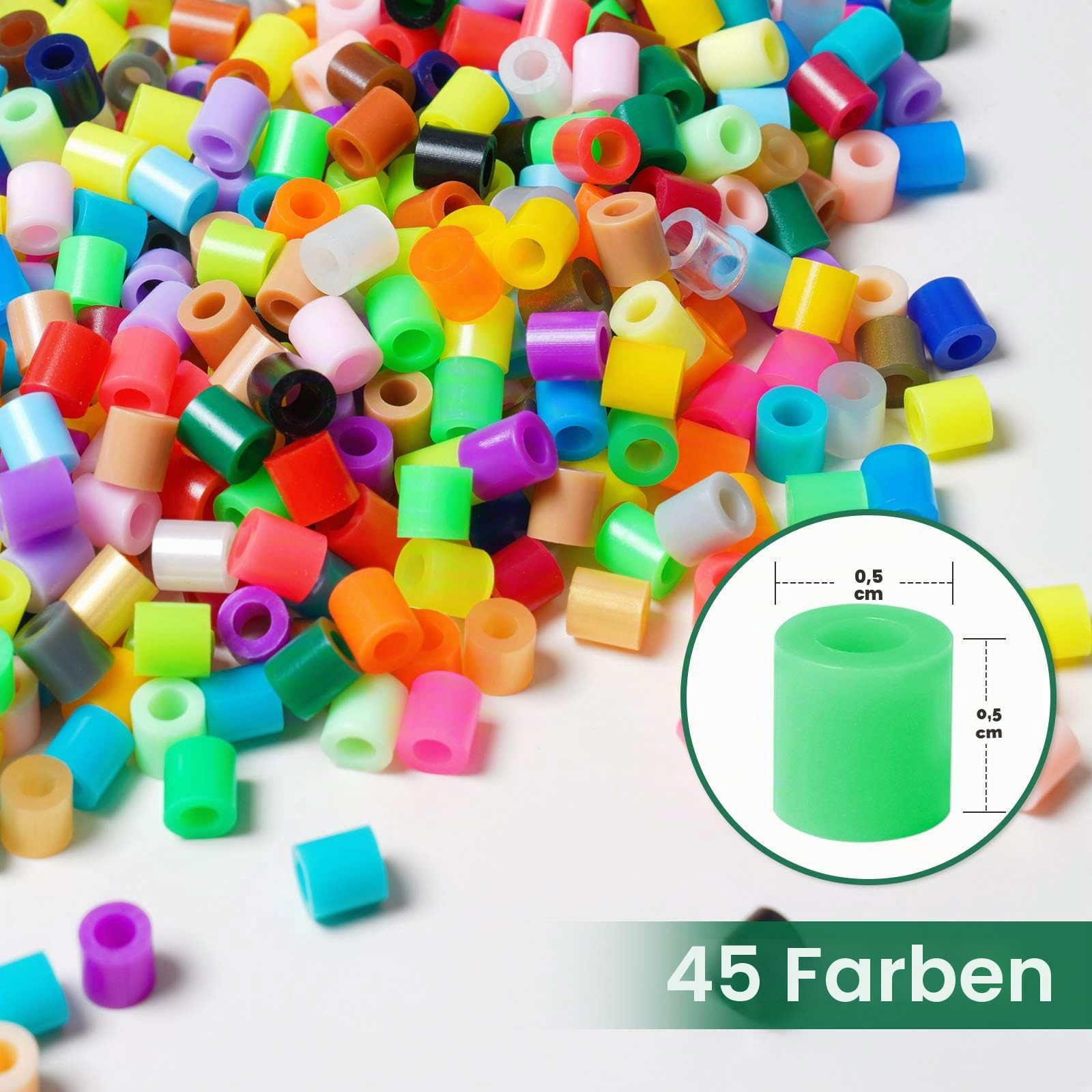 Tomorotec 36000 Stück 5 mm Bügelperlen Set, 45 Farben, Kinder DIY Bastelset