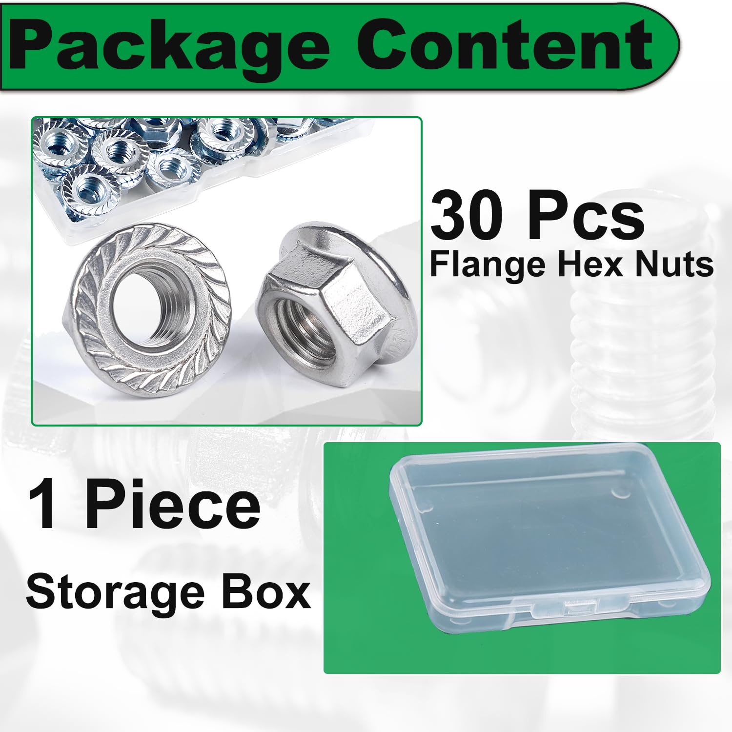 Uxcell 1/4-20 Serrated Flange Hex Lock Nuts, 50 Pack 304 Stainless Steel Non Slip Hexagon Flange Nut Full Thread Black - View #5