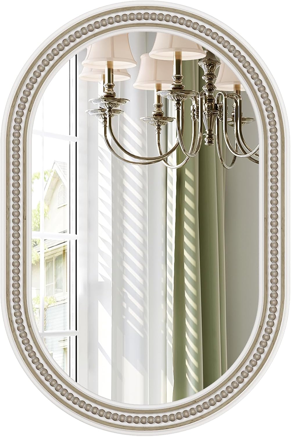 Espejo Decorativo Ovalado de Pared 91 x 61 cm Marco de Madera