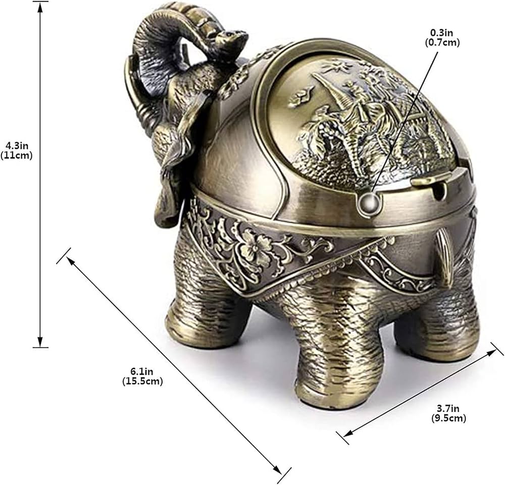 ビンテージの象の灰皿 Amazon.co.jp: 装飾用防風灰皿 蓋付き ヴィンテージ 象 タバコ灰皿
