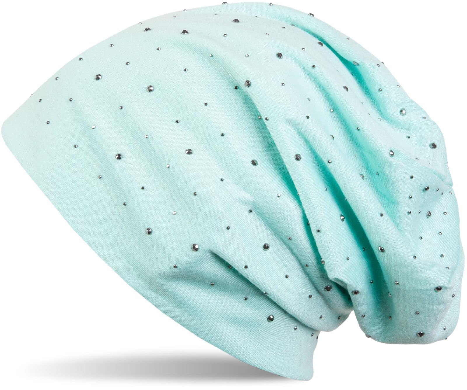 Stylebreaker Women's Mint Noble Beanie Hat With Rhinestone Rivet Application, Unisex 04024037, Colour: