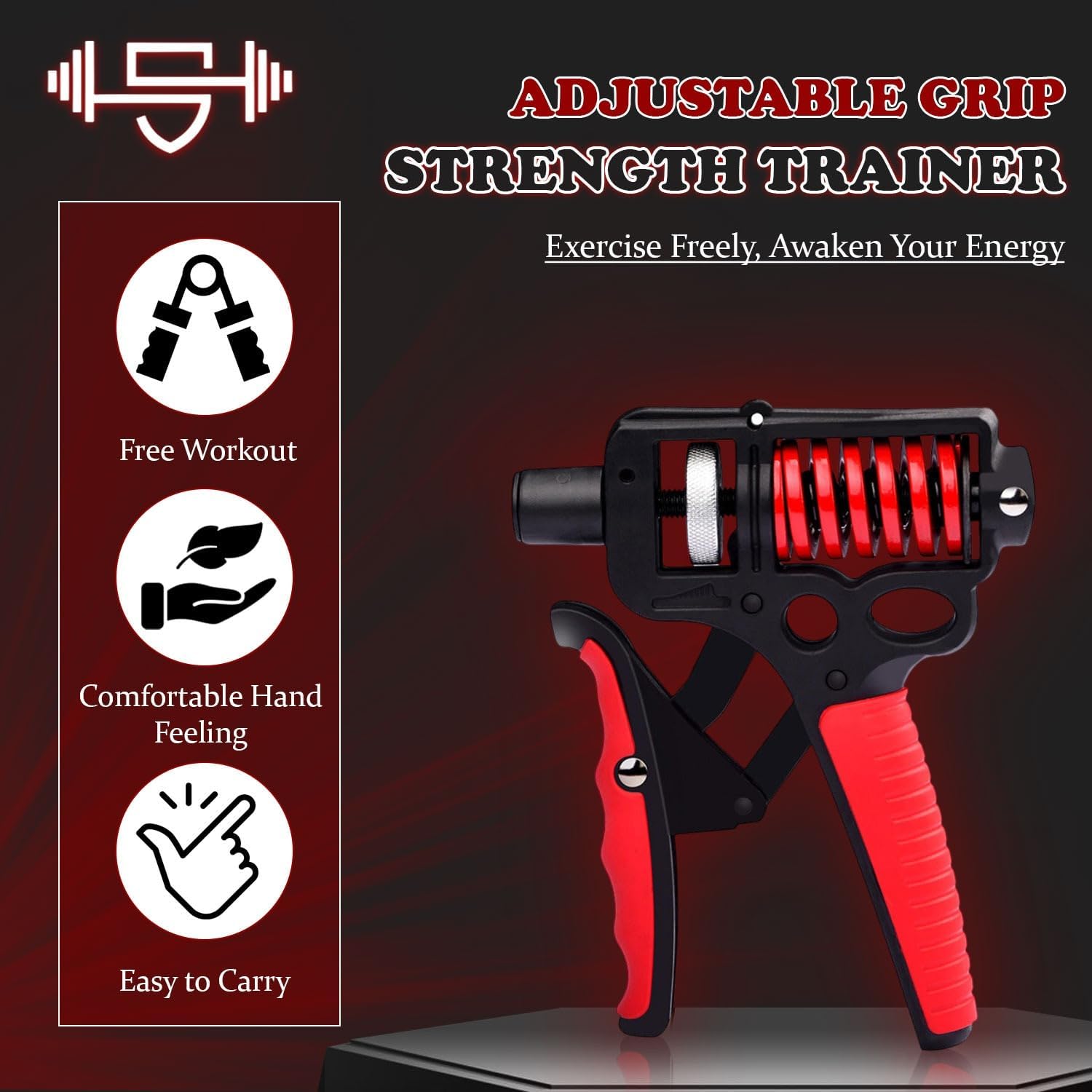 Adjustable 10–400 lb Grip Strength Trainer (Premium Adjustable Grip Strengthener for Forearm Training) Alloy Frame, Titanium-Plated Steel, TPR Non-Slip Handles | Color Red