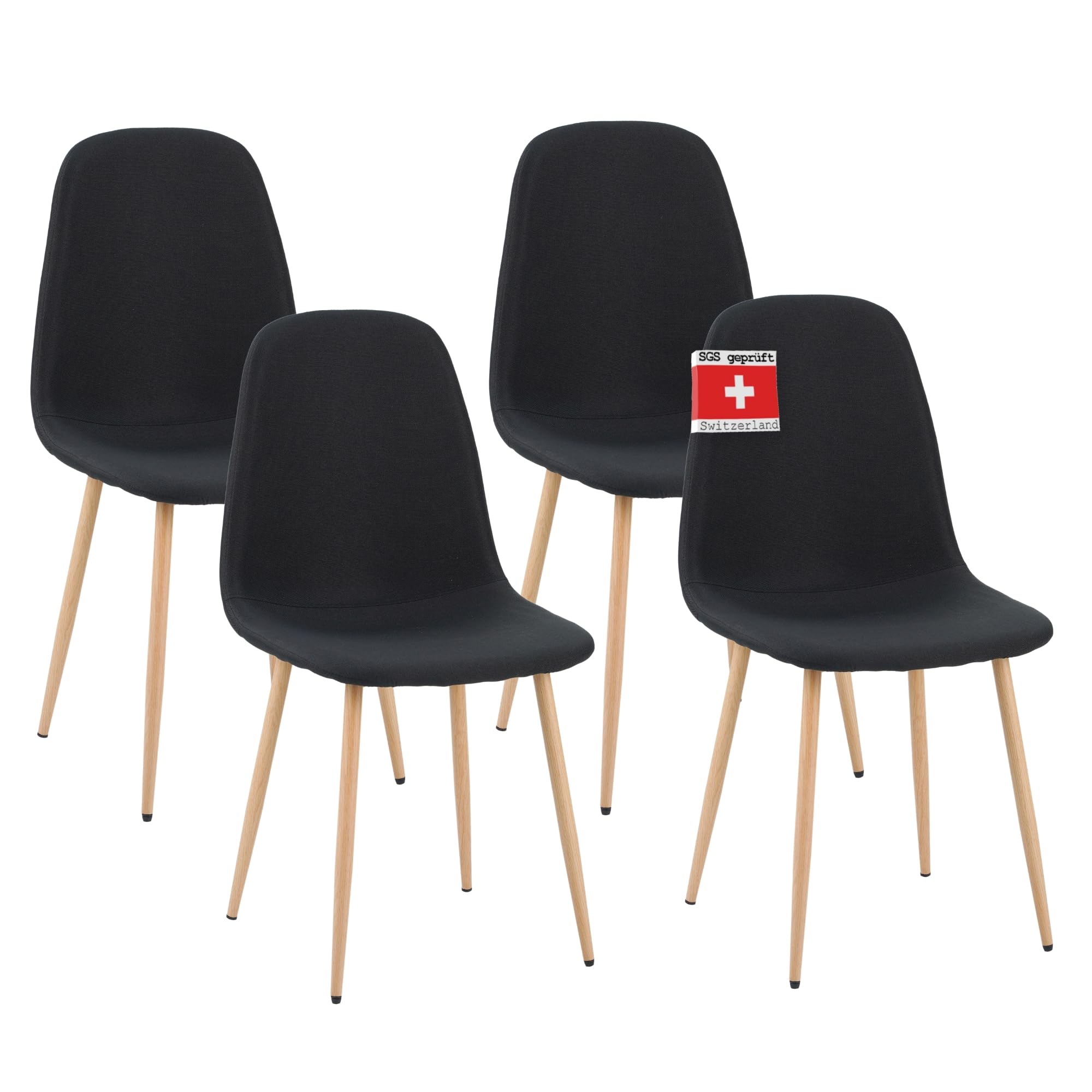 ALBATROS FANO Esszimmerstühle – 4er-Set, schwarz
