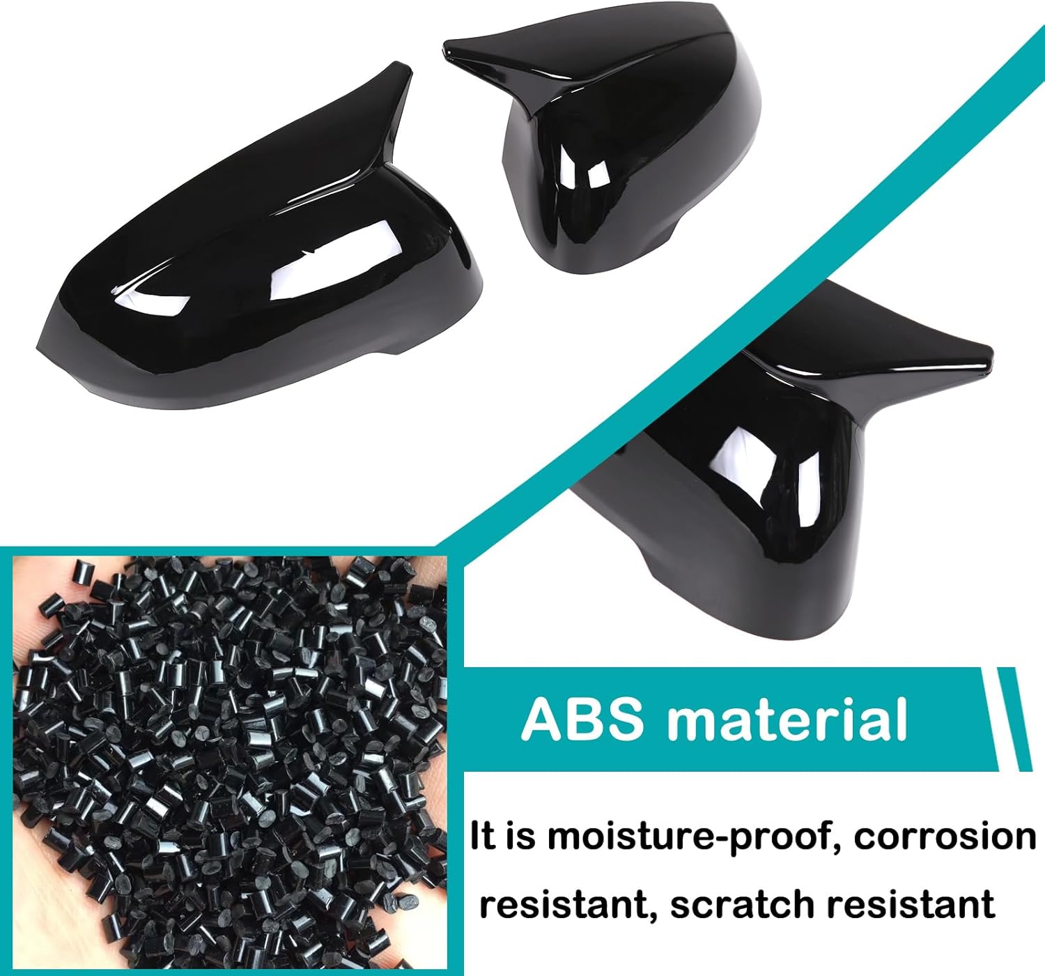 Car Door Side Mirror Cover Trim Compatible with BMW X1 U11 2023 2024,Outside Door Mirror Cover Trim, Car Exterior Rear View Mirror Covers Cap Replacement (Black), CC-290