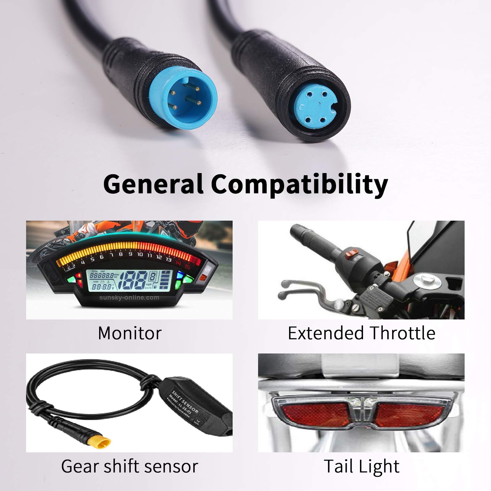 baluoqi Extension Cable 4Pin Waterproof Plug Female to Male Works for Electric Bicycle Light/Throttle/Ebrake/Display Ebike Parts Extend Wire(4pin - Image 4