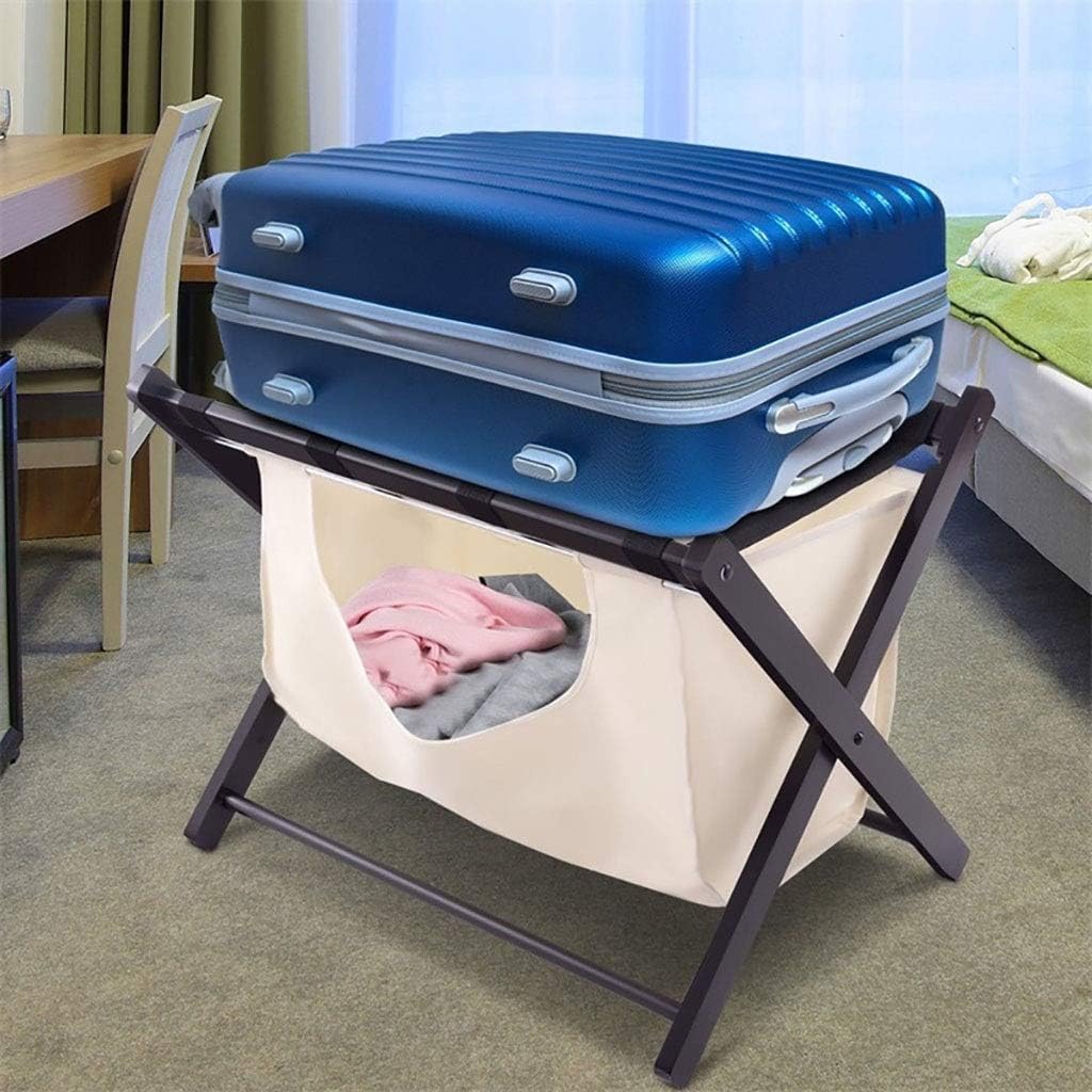 Luggage Rack, Folding Luggage Rack Home Folding Wood Luggage Rack 110Lbs Capacity Cloth Bag Suitcase Holder Removable Storagel26 X D19 X H20,One Color