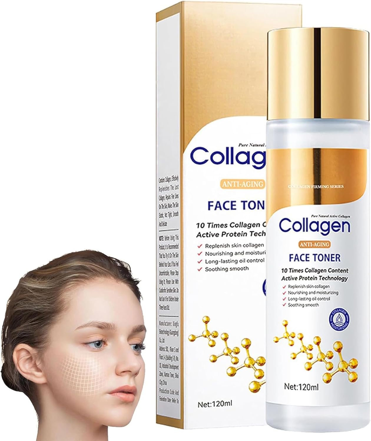 Limetown Collagen Face Toner, Collagen Booster Toner, Exfoliating Facial Treatment Toner, Anti Aging Repairing Toner, Hydrating Toner for Face, Face Toner with Hyaluronic Acid for Women, Men