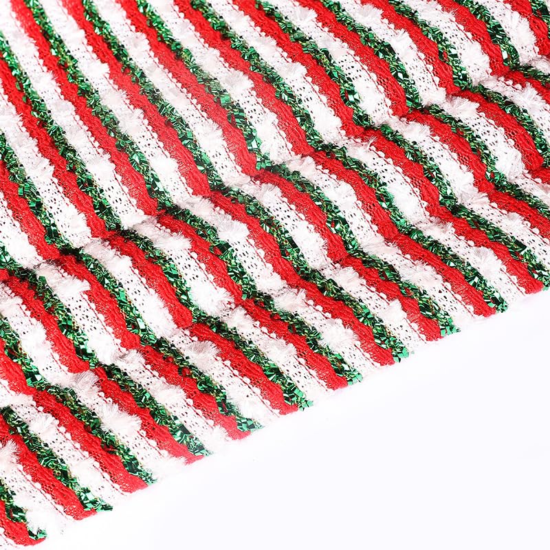 270 x 150cm Weihnachtsstoffe Stoff Meterware Dekostoff Patchwork Baumwolle Streifen polsterstoff für DIY Nähen Quilten Weihnachtsdekoration Bekleidung Tischdecken Vorhänge Rot, Grün und Weiß