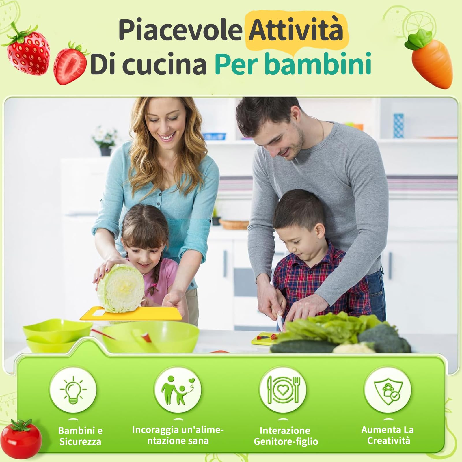Set di Coltello da Cucina per Bambini per la vera cucina- 17 pezzi Coltelli di sicurezza per bambini per tagliare e cuocere frutta o verdura | Utensili Cucina Montessori, Reale Set Cucina per bambini