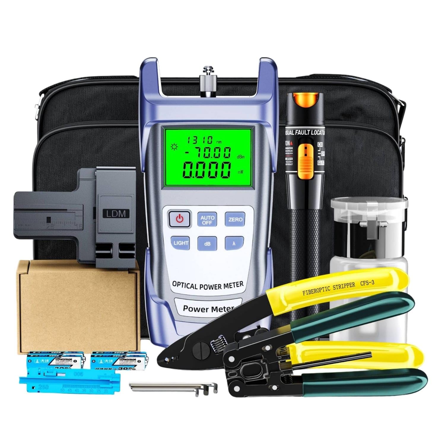 All in 1 Optical Power Meter Kit Portable Case Fiber Set Easy to Use Fault Finder Compact for Technicians, Installers, Telecommunications, Field Repair, Network Install-picture-47
