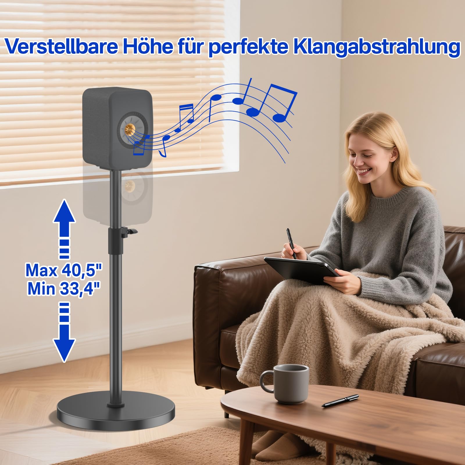 Soporte de altavoz ajustable en altura (par) para altavoces KEF LSX II con gestión de cables, robusto soporte para altavoces de sonido envolvente para KEF LSX II, capacidad de carga de hasta 13,6 kg