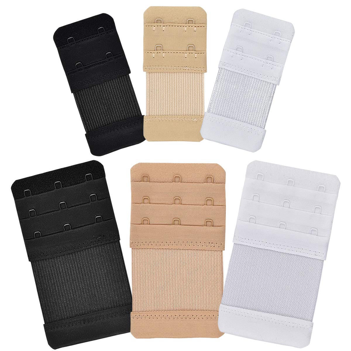 10 Estensori Reggiseno - Prolunga Con 2 O 3 Ganci, Bianco Nero Beige Grigio - Foto 4