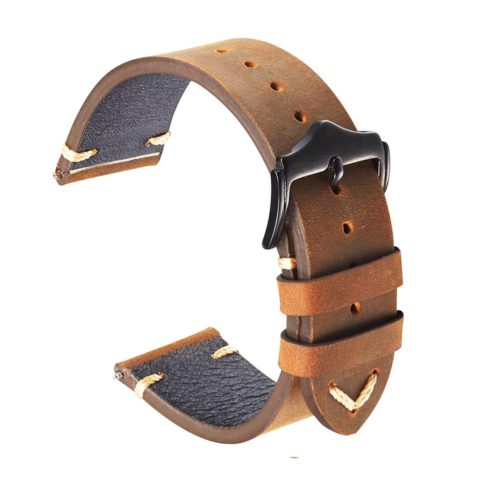 Watch Bands Leder 20mm 22 mm Unisex Leder Uhrenbänder weiche Vintage Braunes Kuharmbandkompatibel