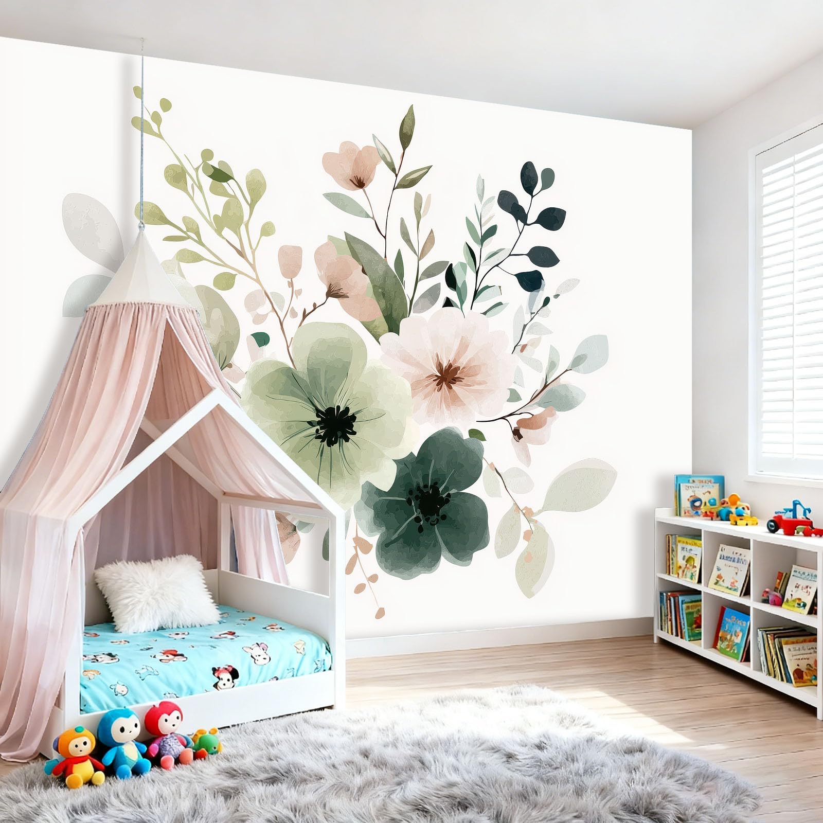 Romantisch Aquarell Pflanze Blatt Blume Muster Deko VliesTapete