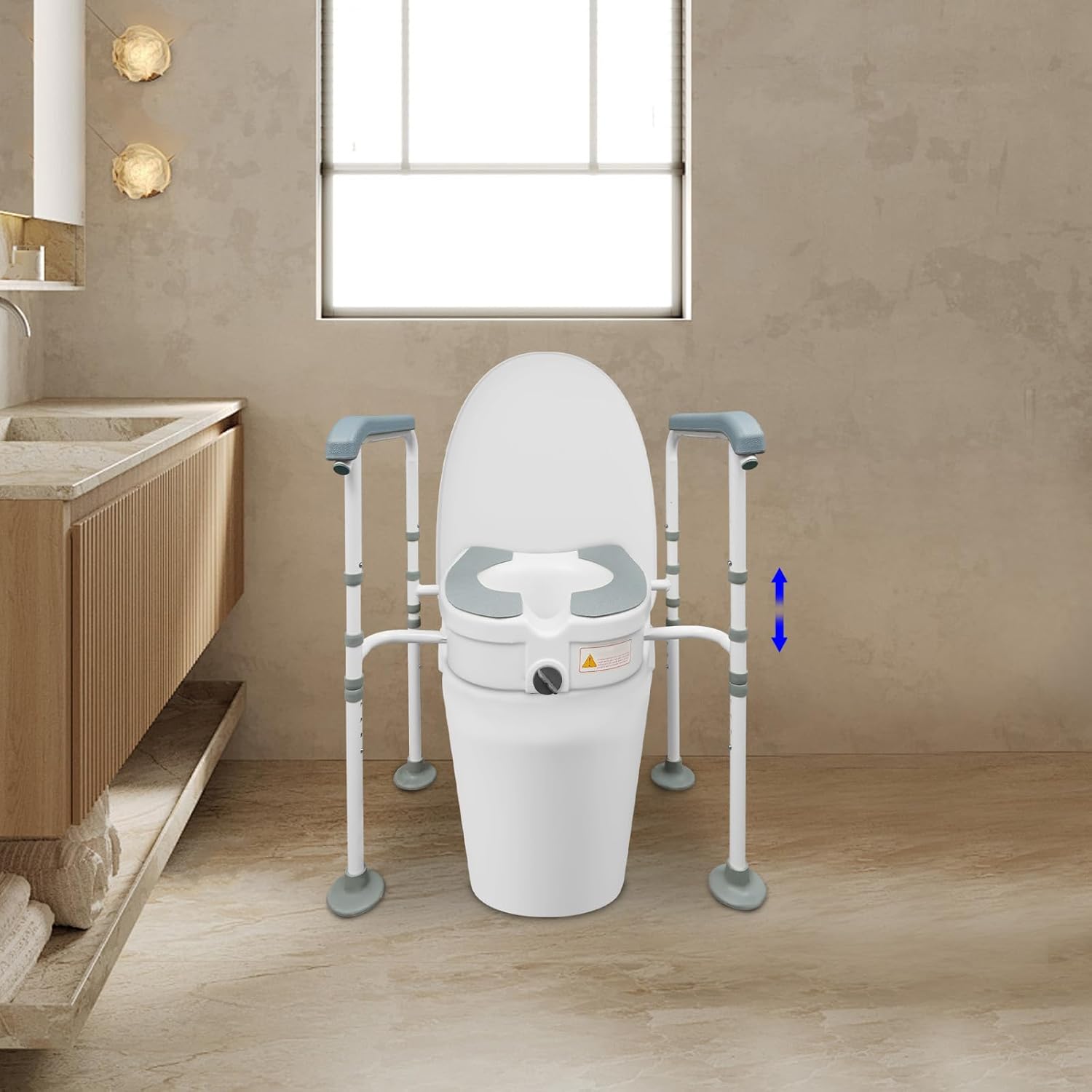 Elevated Toilet Seat with Arms, Toilet Seat Risers, Elevated Toilet Seat with Adjustable Height for Elderly Pregnant Surgery Recovery