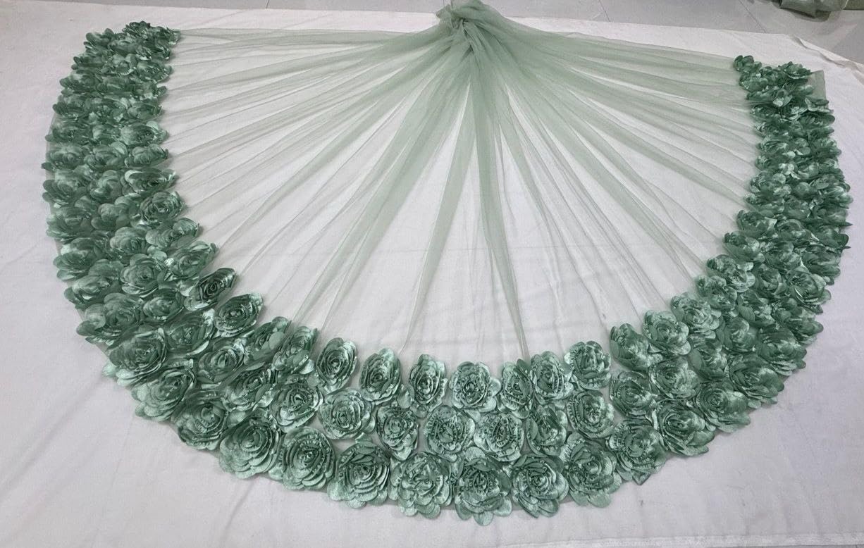 Floral Fabric Pista 3-LINE Flower Moss | 2.5 Meters | Use in Frock, Gown, Dress-image-39