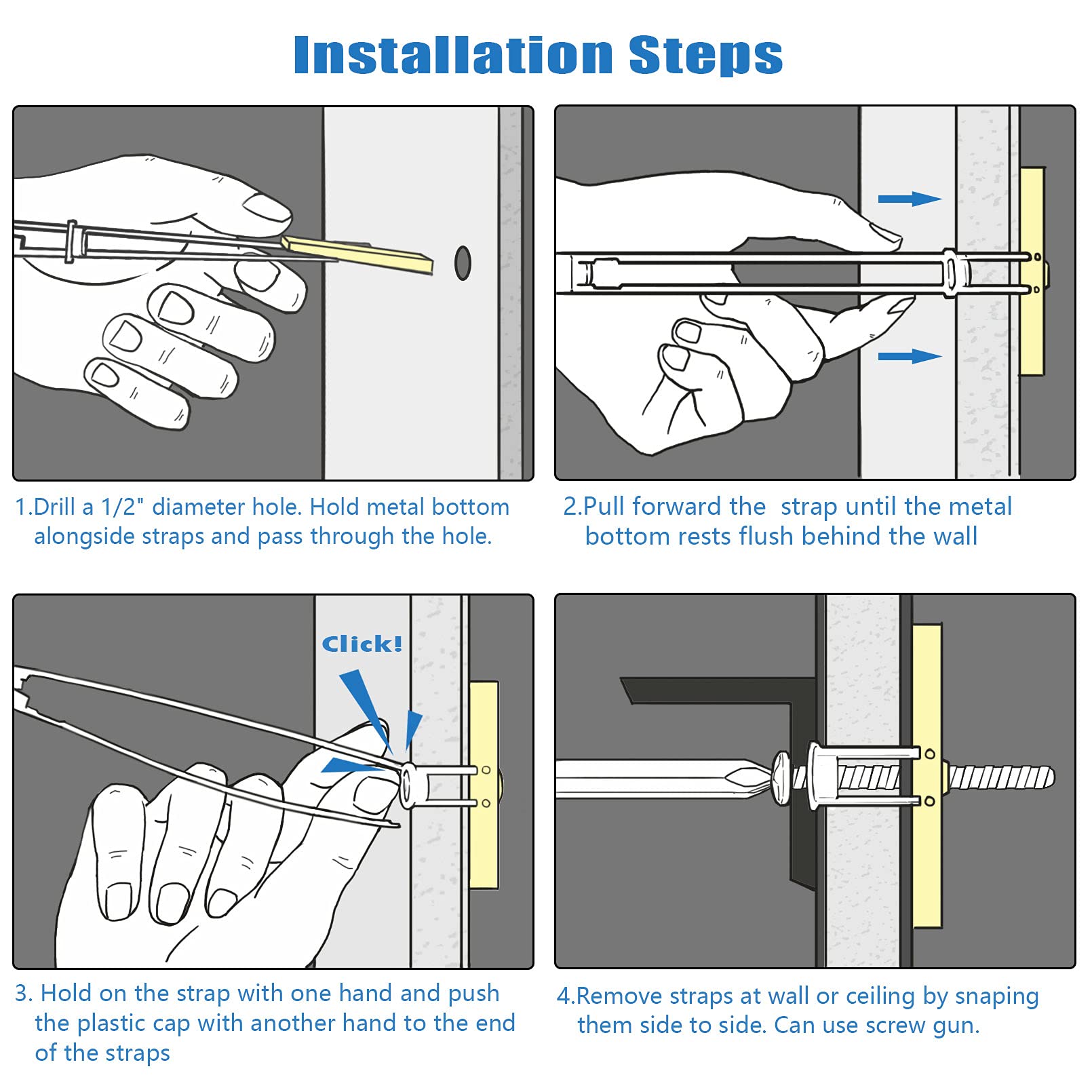 Drywall Anchors(12pcs), Drywall Anchors Heavy Duty, Wall Anchors and