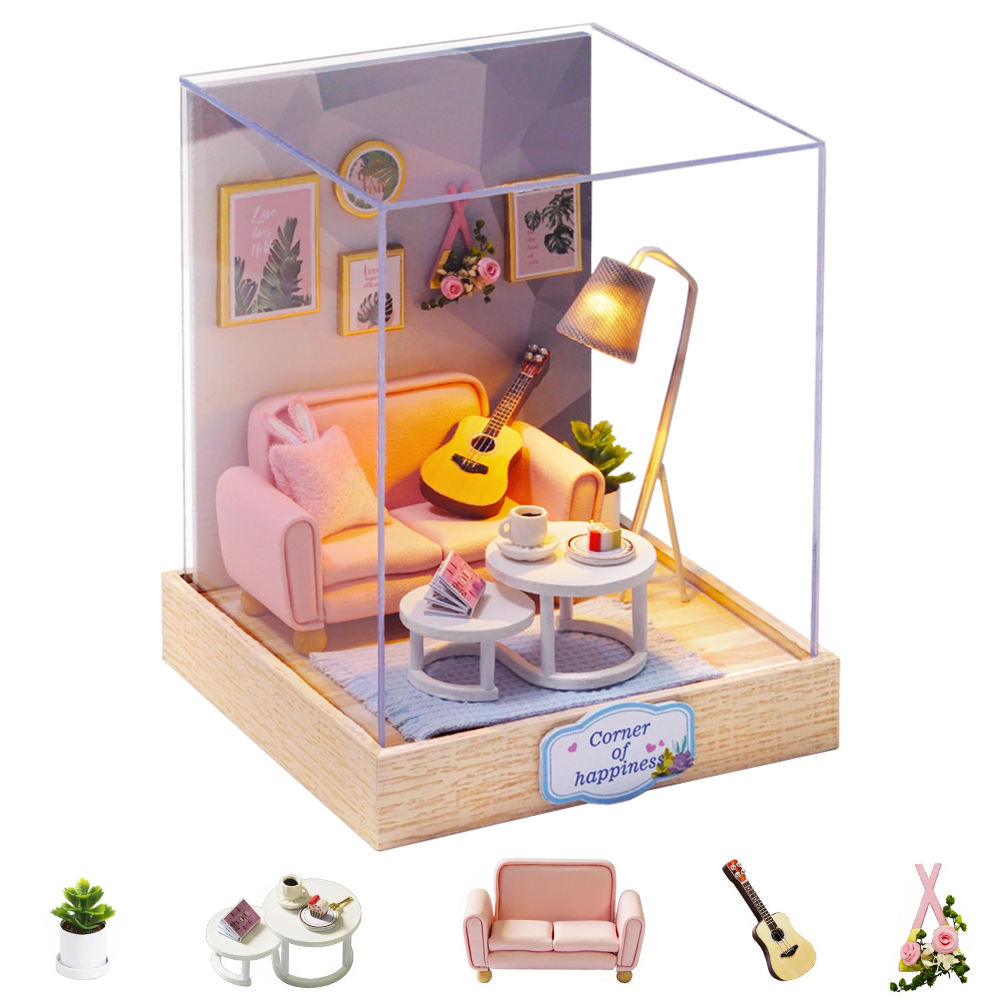 Flever Dollhouse Miniature DIY House Kit Creative Room with Furniture for Romantic Artwork Gift (Afternoon Tea Time)