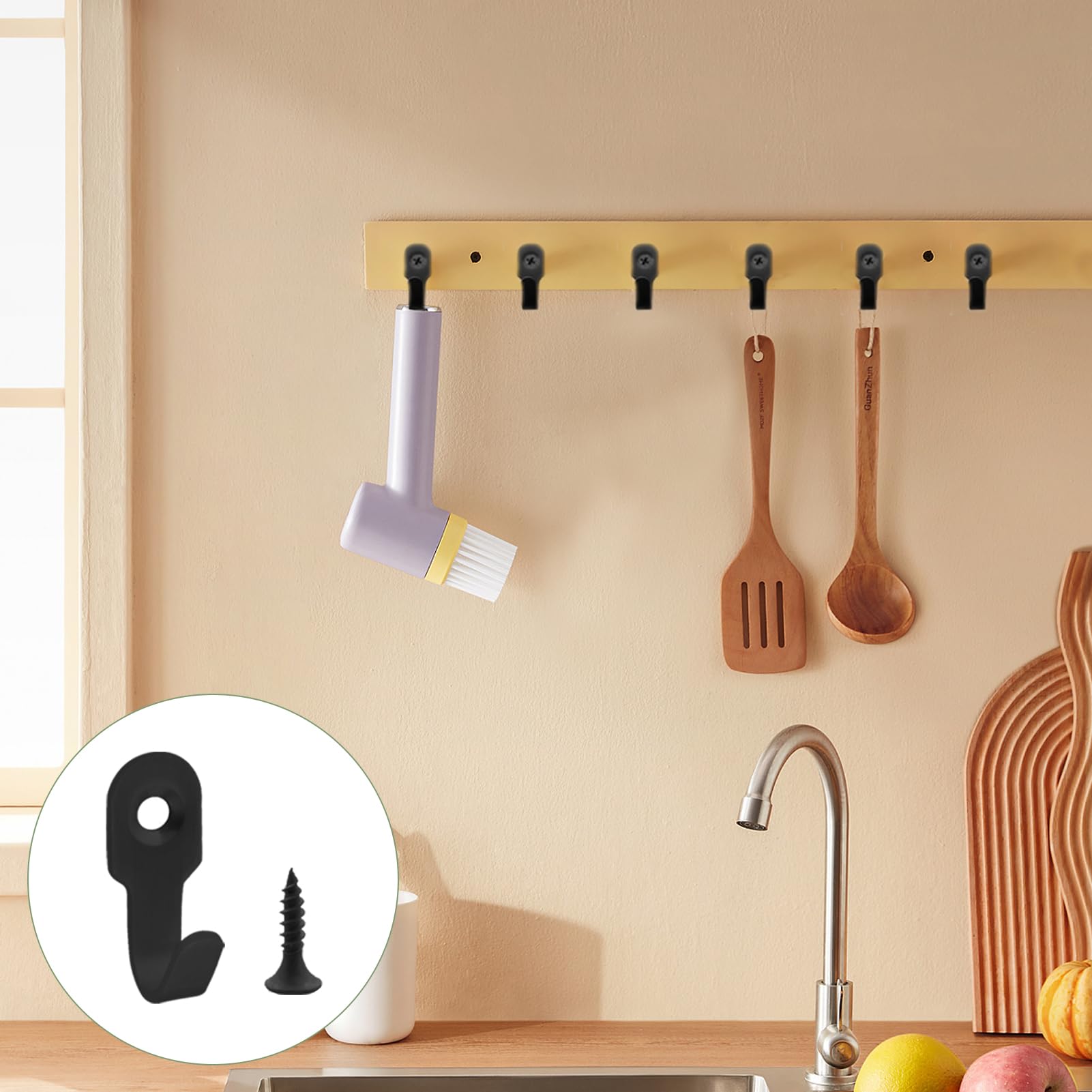 BOULESENM 40 Stück Schlüsselhaken Schwarz,Mini Wandhaken Kleiderhaken,Kleiderhaken wand einzeln,Garderobenhaken Einzeln,wandhaken zum