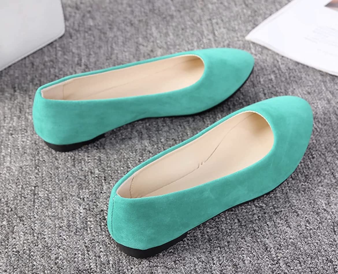 Hwalleum Ballerines plates décontractées à bout carré pour femme - Élégantes - Pour le bureau et la conduite - Couleur unie, bleu, 37 EU