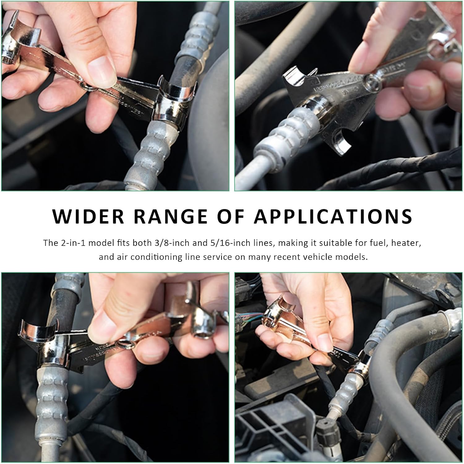 Sun Walker Fuel Line Disconnect Tool, 3/4 5/8 1/2 3/8 Inch Auto Filter Removal Tool Set for Quick Disconnection, Multi-Purpose Metal Scissor Fuel Line Wrench for Most Vehicle Models