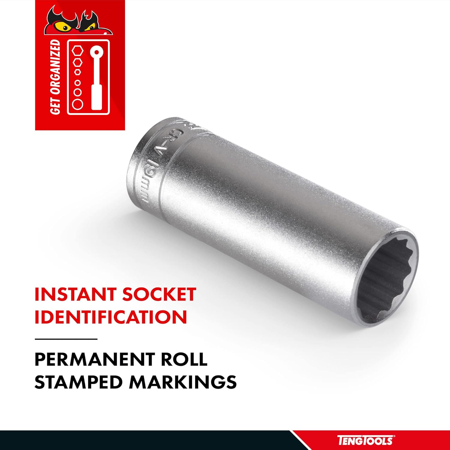 Teng Tools 32MM 1/2 Inch Drive 12 Point Metric Deep Chrome Vanadium Socket | Mechanic Tool | Hand Tool - M120632-C