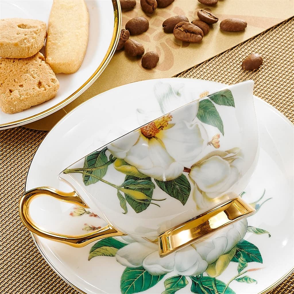 Kamellia wzór europejski porcelana kostna porcelanowy kubek do kawy wysokiej jakości popołudniowy kubek do herbaty zestaw ze spodkiem i łyżką