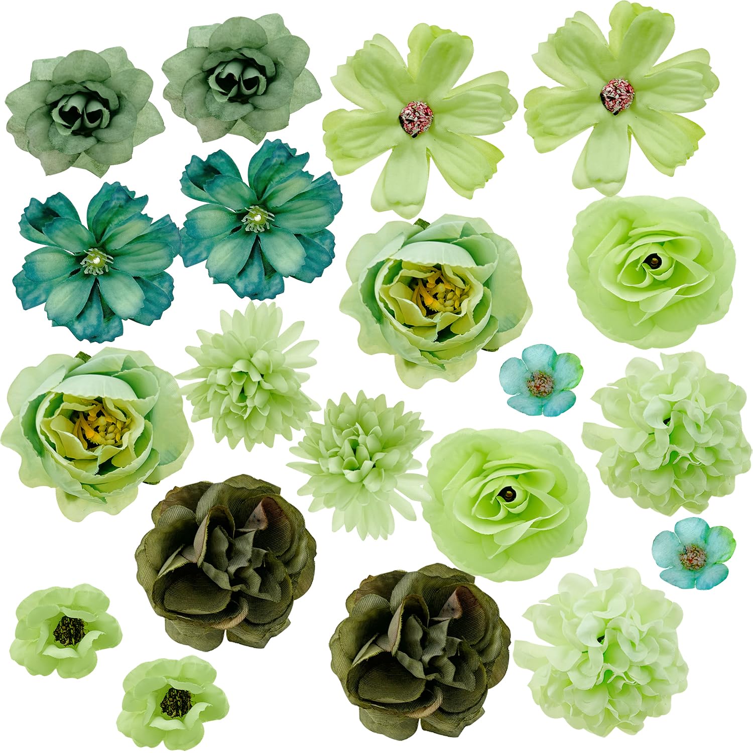 Jaczora 20 PCS Green Artificial Flower