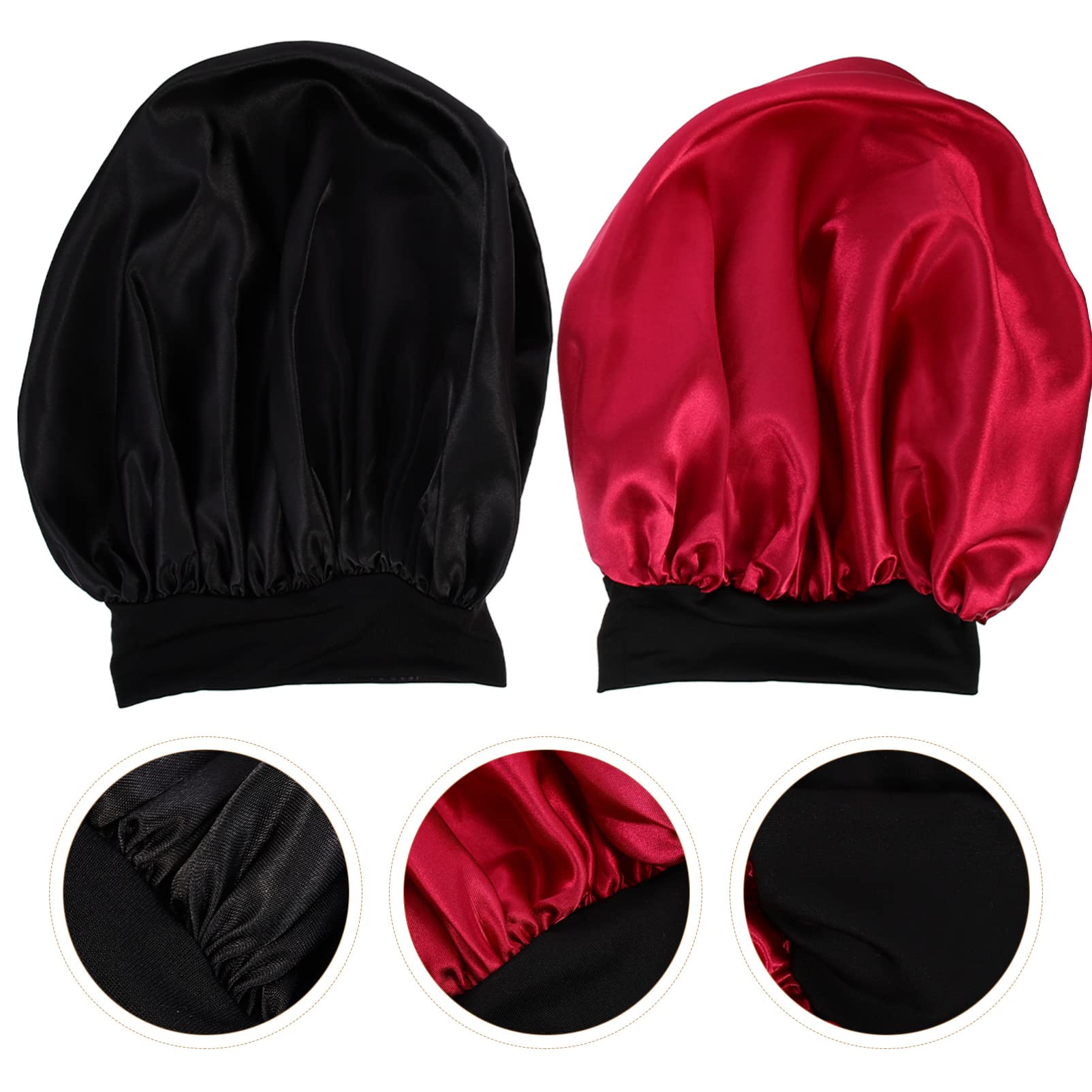 minkissy 4 piezas de sombrero elástico de seda de borde ancho, bandanas de satén para mujer, cubierta de cabeza, gorra de salón, sombrero de estilo simple, capó decorativo para el cabello para mujeres