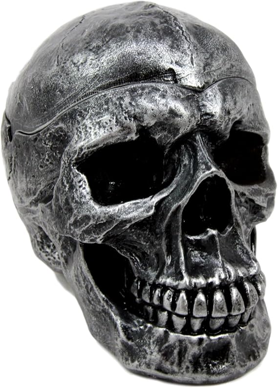 Death Curse Metallica Human Skull Ashtray Resin Sculpture Figurine