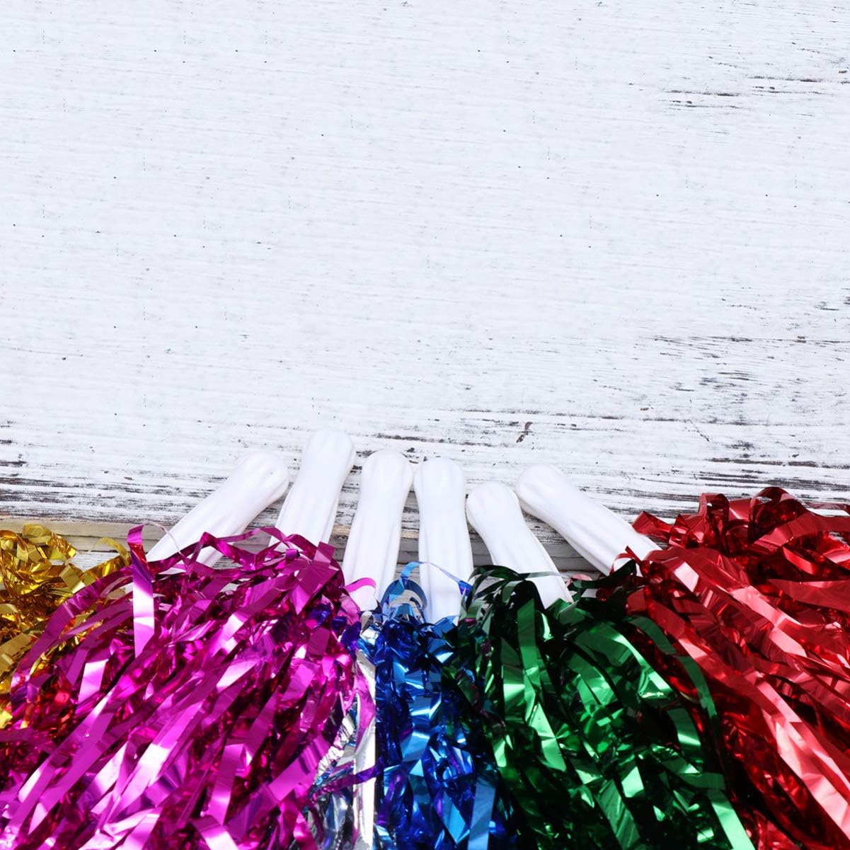 Toyvian 12 Pack Cheerleader Pom Poms with Straight Handle Lightweight Plastic Pom Poms for Sports Events Dance Cheer Competition Team Spirit - Image 5
