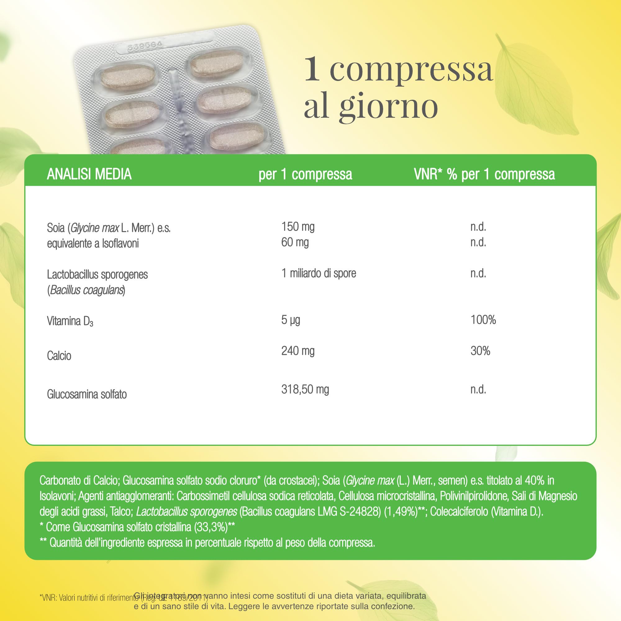 Estromineral Fit, Integratore Menopausa e Ossa, 40 Compresse con Isoflavoni di Soia, Fermenti Lattici, Glucosamina Solfato, Calcio e Vitamina D3, Senza Glutine e Senza Lattosio