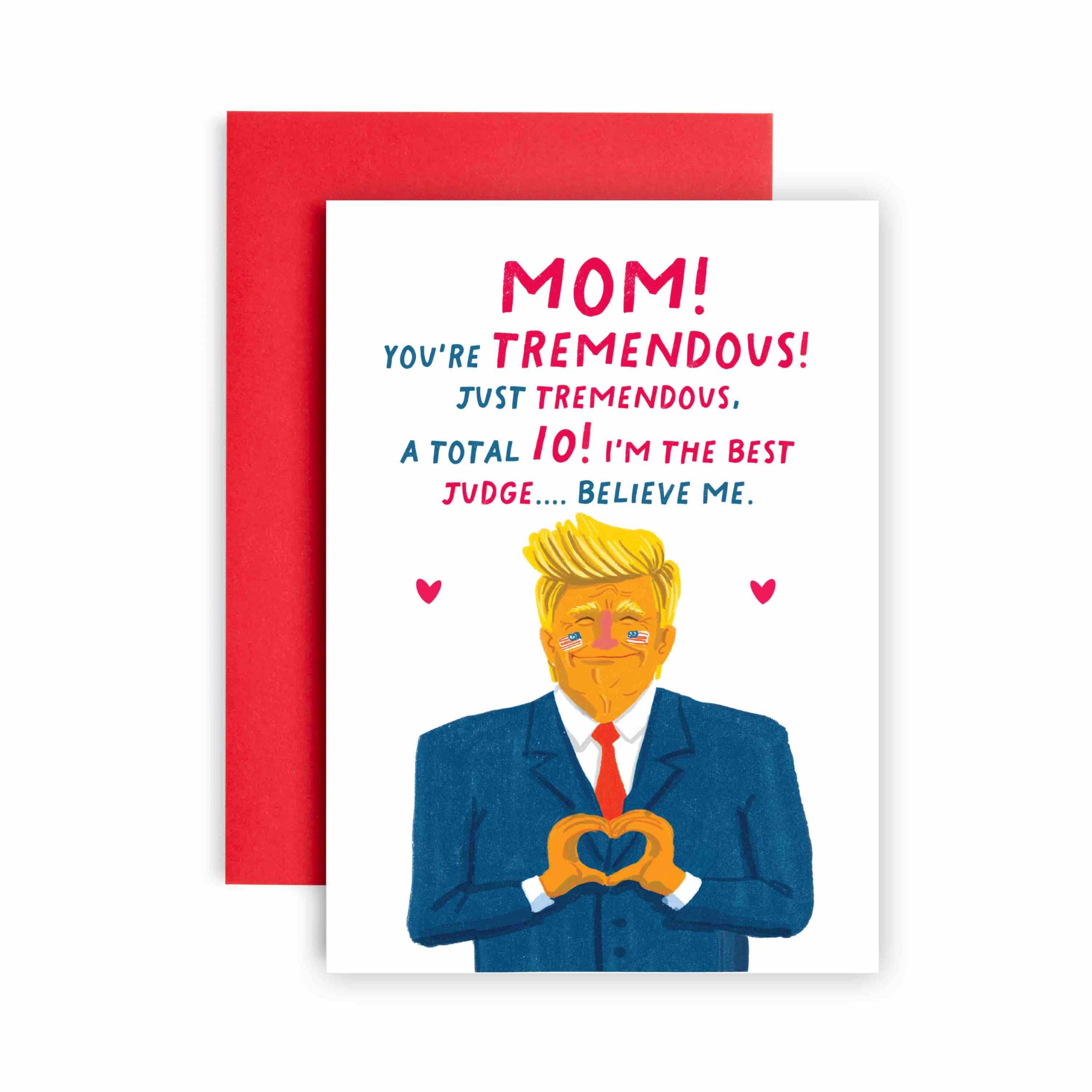 Huxters Mom Birthday Card for Mother's Day Funny Donald Trump Amazing Mom (Tremendous)