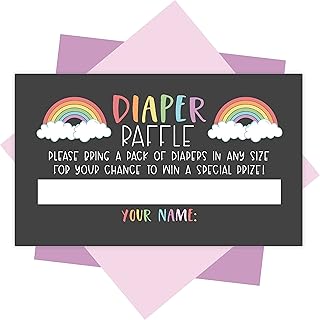 Hadley Designs 25 Baby Shower Diaper Raffle Tickets For Baby Shower Games To Play - Rainbow Baby Shower Games Gender Neutral, Diaper Raffle Cards, Baby Raffle Tickets, Baby Shower Invitation Inserts