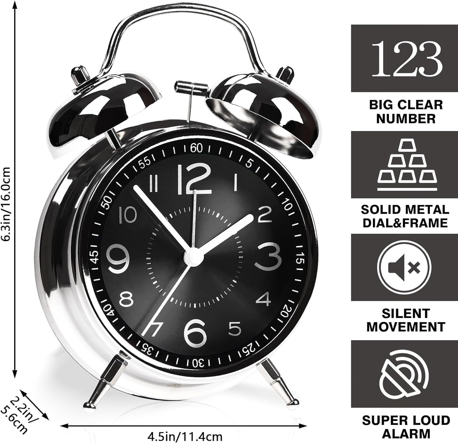 PRIMESKY ® Alarm Clock for Heavy Sleepers Loud Clock for Adults