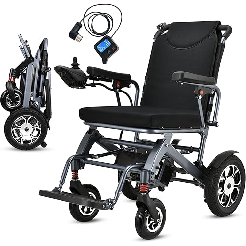 New Electric Wheelchair for Adults, All Terrain Foldable Power Wheelchairs, Lightweight Portable Motorized Wheelchairs for Adults & Seniors with 12AH Li-ion Battery, Support 280lbs, Airline Approved