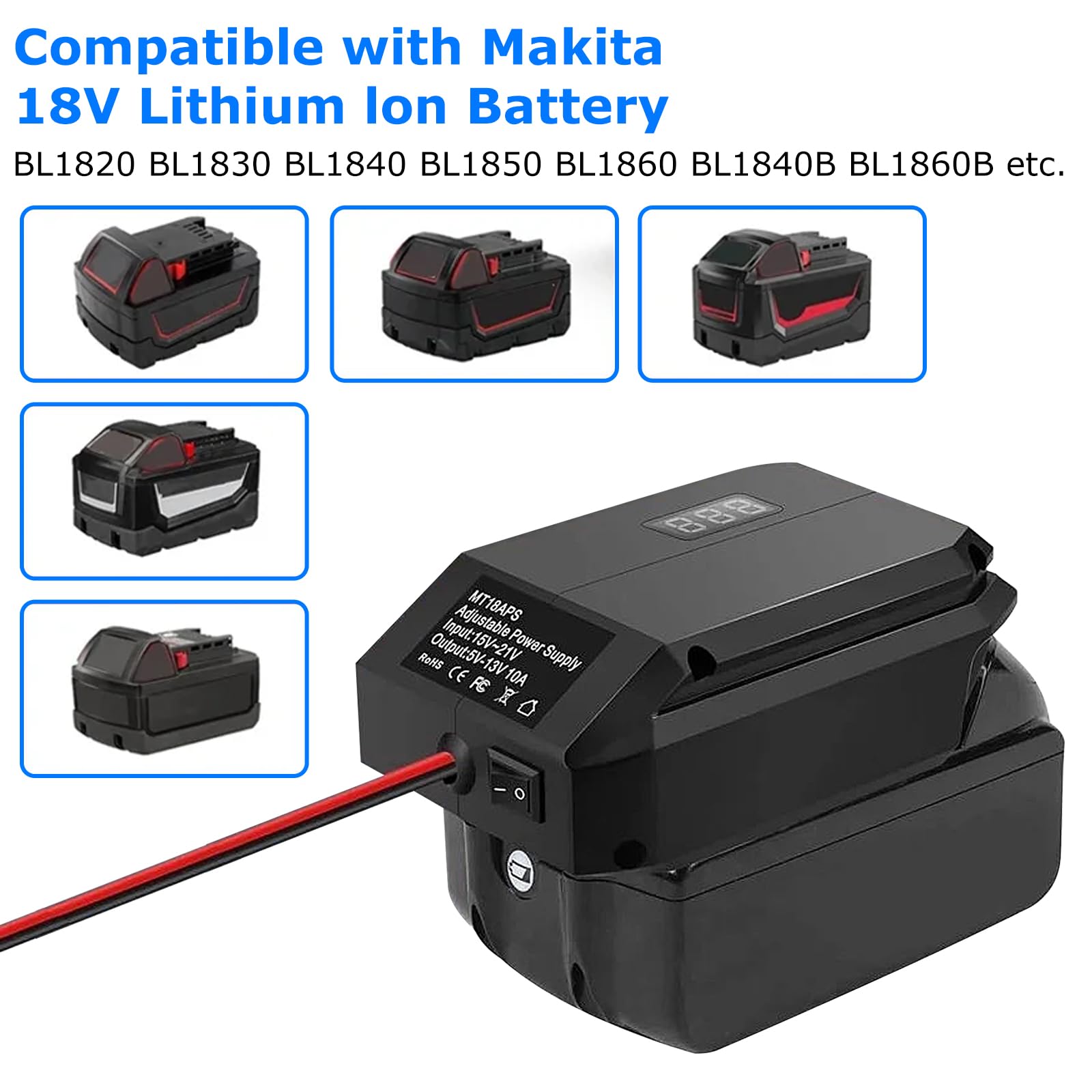 Adaptateur De Batterie, 18 V vers 12 V Convertisseur Step Down, 5-13 V Adaptateur Convertisseur, Convertisseur Adaptateur Abaisseur, Convertisseur Abaisseur pour Tous Les Équipements Automobiles