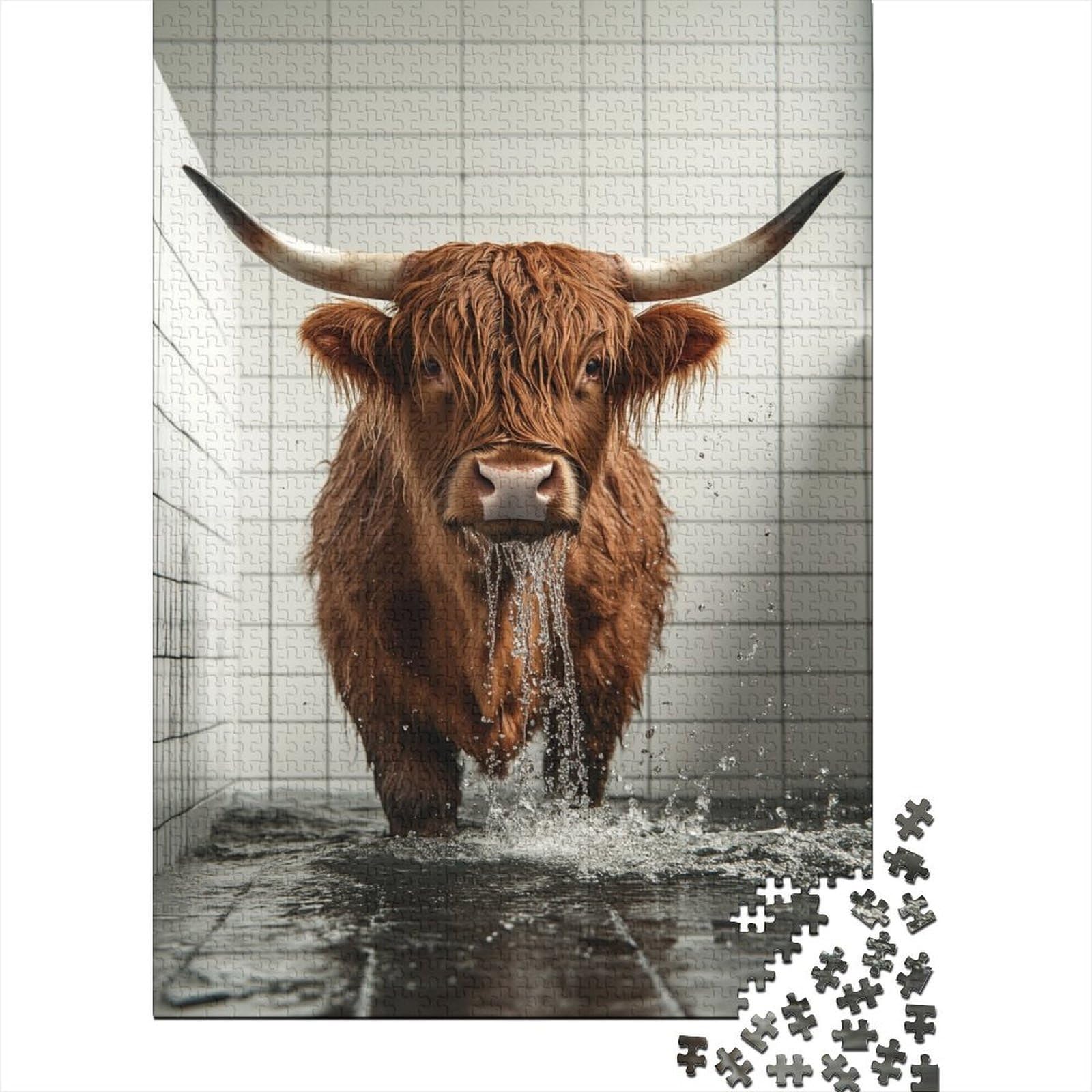 1000 Pieces Mini Jigsaw Puzzle Cow for Adults