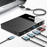 YOTUO Portable Docking Station External Hard Drive 1TB Storage, USB-C Huc + HDD 7-in-1, USB 3.0, SD/TF Card, HDD for Windows, Mac, Android, TV, Phone, Laptop, Desktop, PC (Black, 1TB)