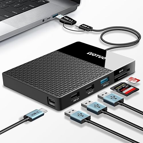 Estación de acoplamiento de 2 TB, almacenamiento externo de disco duro, USB-C Hub + HDD 7 en 1, USB 3.0, tarjeta SDTF, HDD para Windows, Mac,